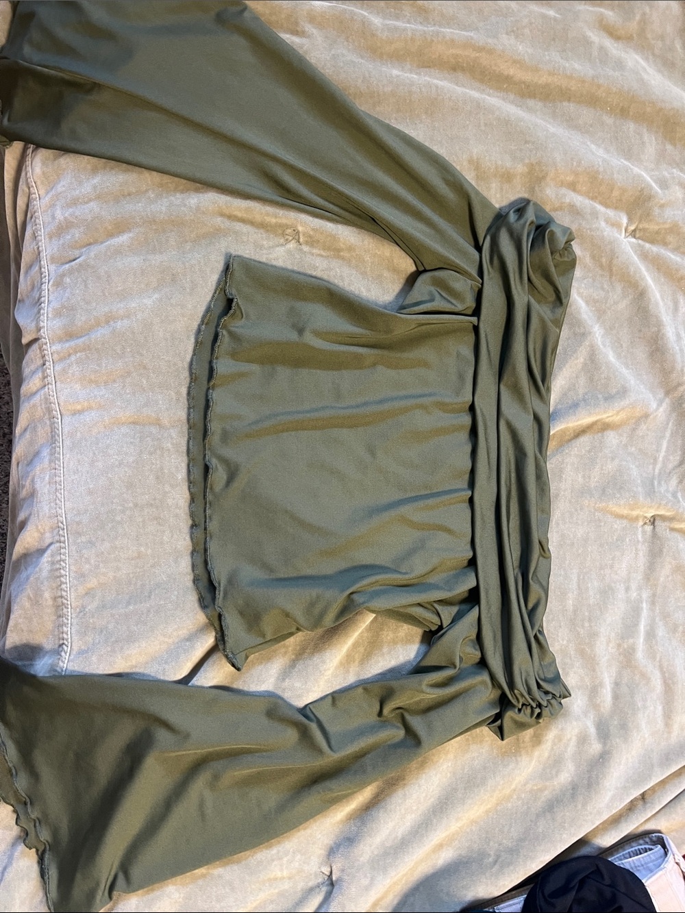 Zaful Olive Off-Shoulder Bell Sleeve Top